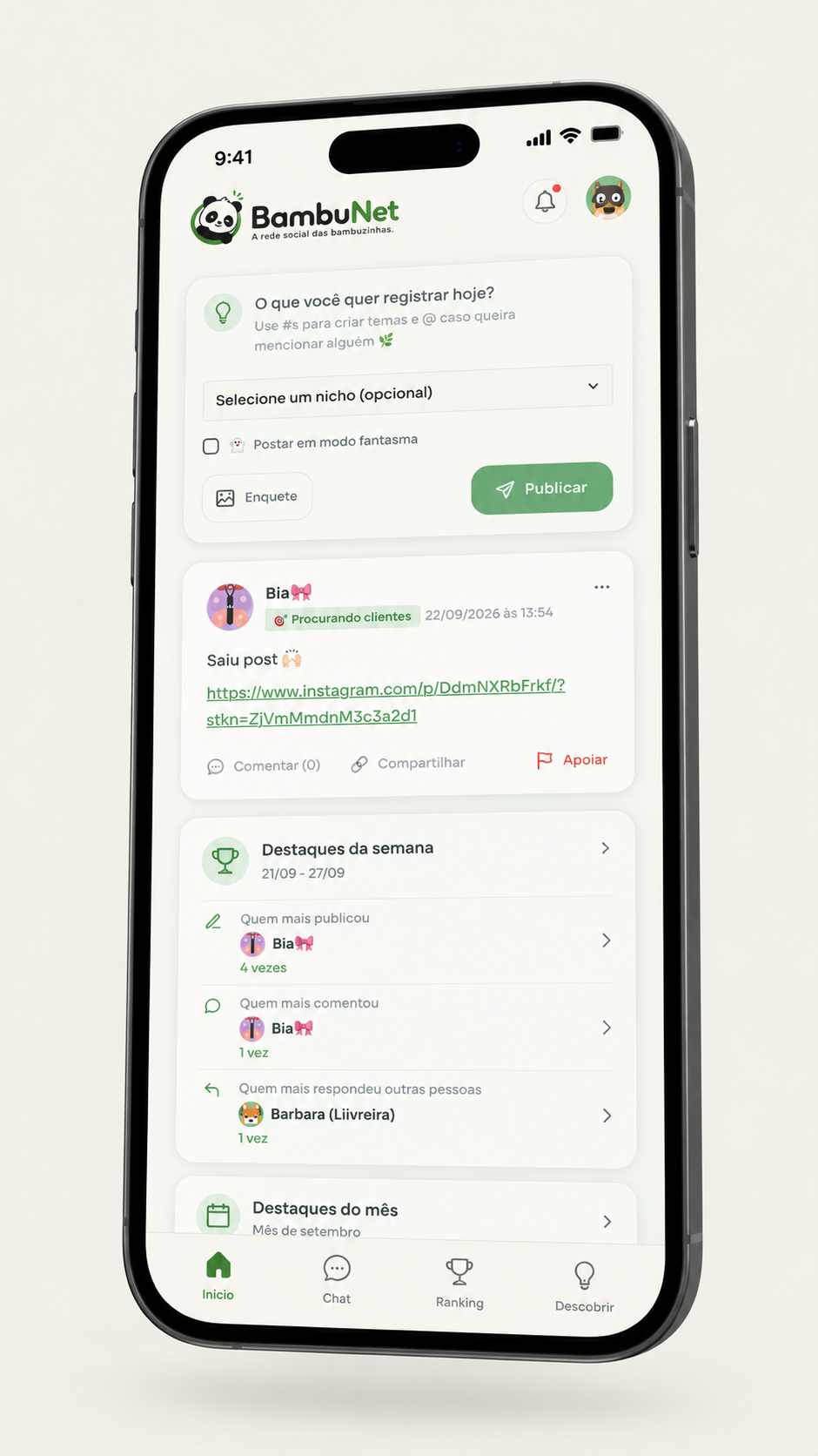 Mockup do app BambuNet